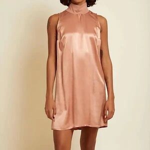 Nation LTD Jett Mock Neck Dress, Rose Gold Mini Dress Size S